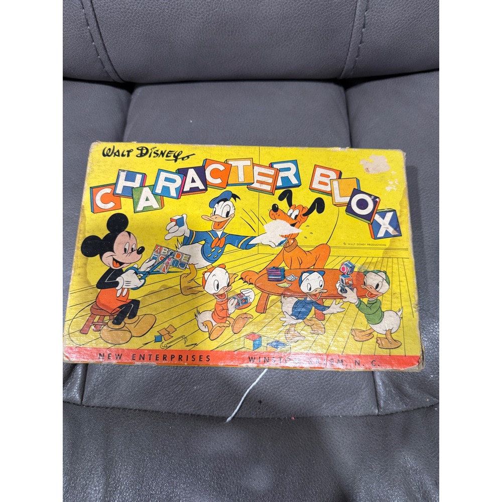 Vintage Walt Disney Character Blox New Enterprises Wooden Blocks Mickey Mouse
